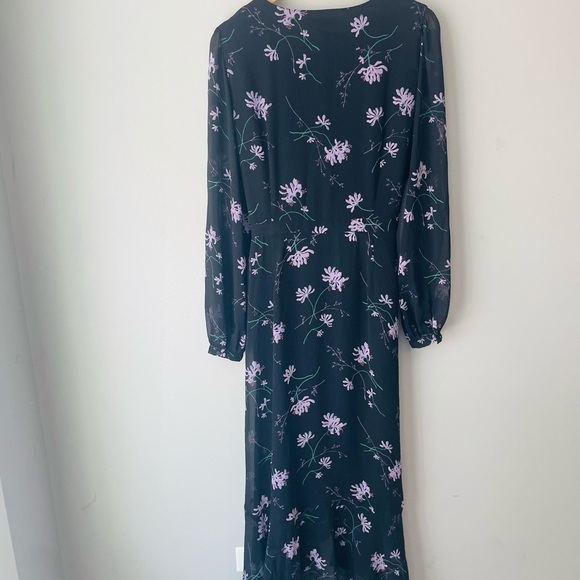 Banana Republic Black and Purple Floral Long Sleeve Maxi - Picture 7 of 10